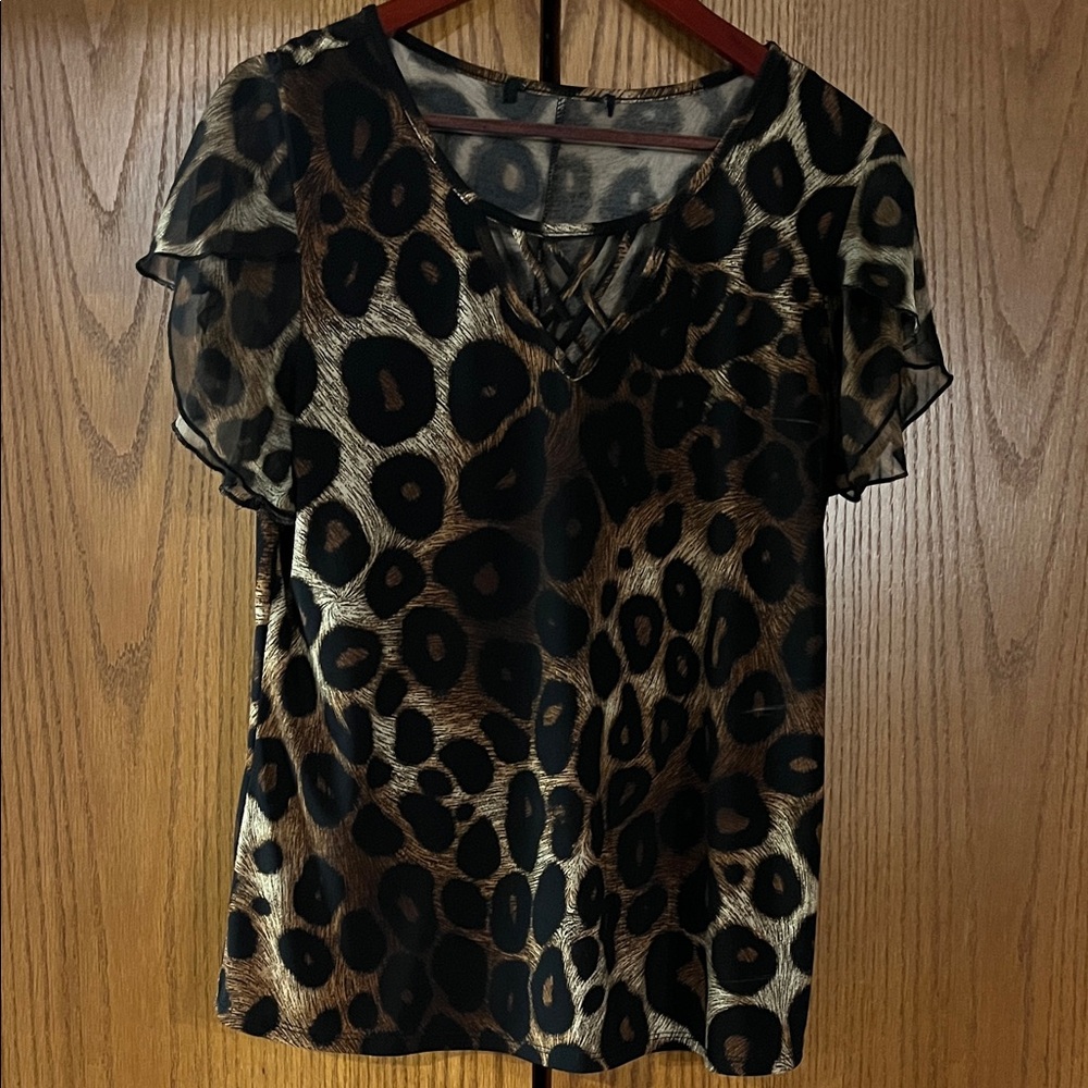 Leopard Print Chiffon Top